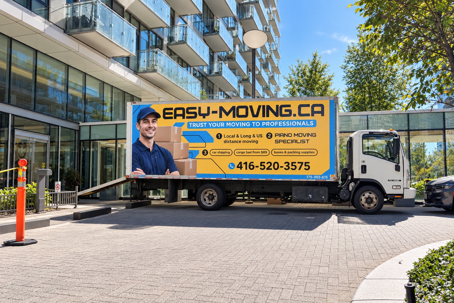 Our branded Easy Moving truck at a residential pickup